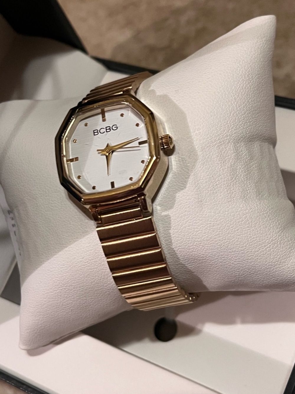 BCBG Gold-Tone Octagonal Bracelet Watch with White Dial MOTHER’S DAY IS COMING!